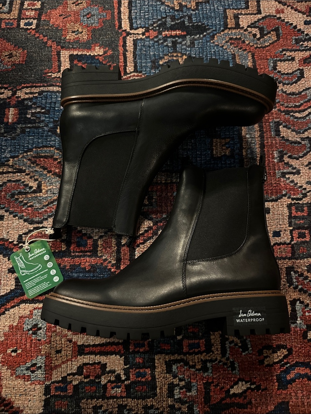 Sam Edelman Black Waterproof Laguna Chelsea Lug Boots - Picture 2 of 6